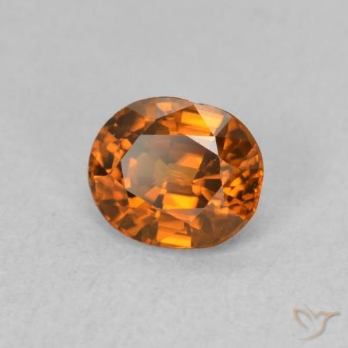 Zircon Medium Dark-Orange naturelle ovale, 0.99 ct, VVS-VS