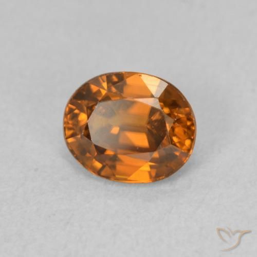 Zircon Medium Dark-Orange naturelle ovale, 1.07 ct, VVS