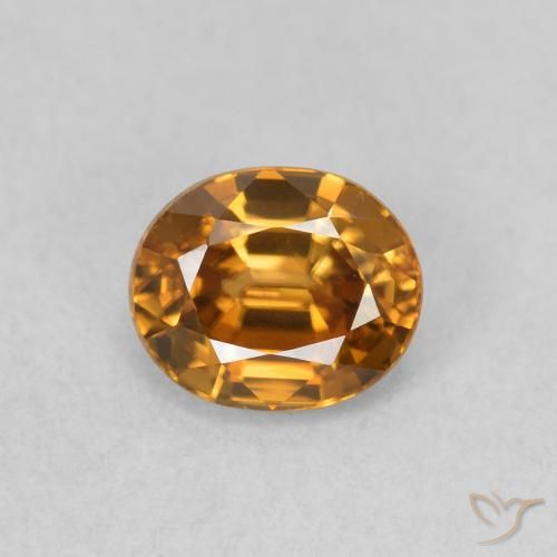 Zircon Orange moyen naturelle ovale, 1.02 ct, VVS