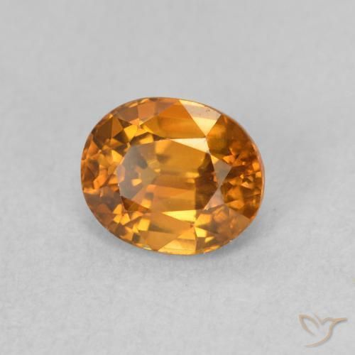 Zircon Orange moyen naturelle ovale, 1.10 ct, VVS