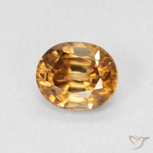 Zircon Orange moyen naturelle ovale, 0.96 ct, VVS