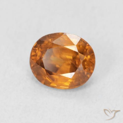 Zircon Orange moyen naturelle ovale, 1.07 ct, VVS-VS