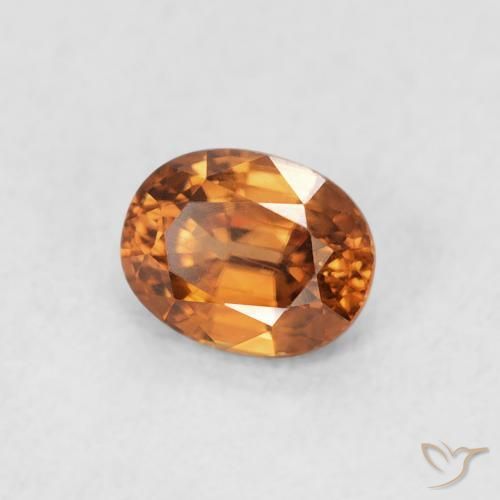 Zircon Orange foncé naturelle ovale, 0.63 ct, VVS