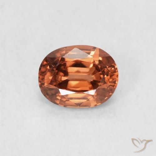 0.62ct Naturel Medium Dark-Orange Zircon, ovale, VVS
