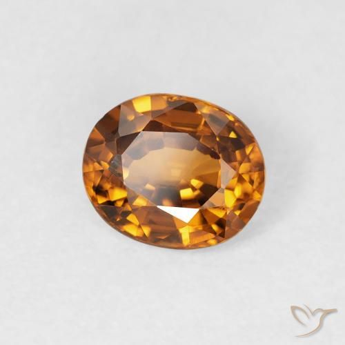 Zircon Orange terre naturelle ovale, 0.90 ct, VVS-VS