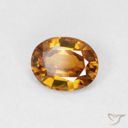 Zircon Orange brun naturelle ovale, 0.82 ct, VVS-VS