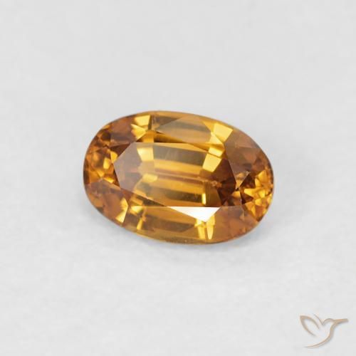 Zircon Orange moyen naturelle ovale, 0.76 ct, VVS-VS