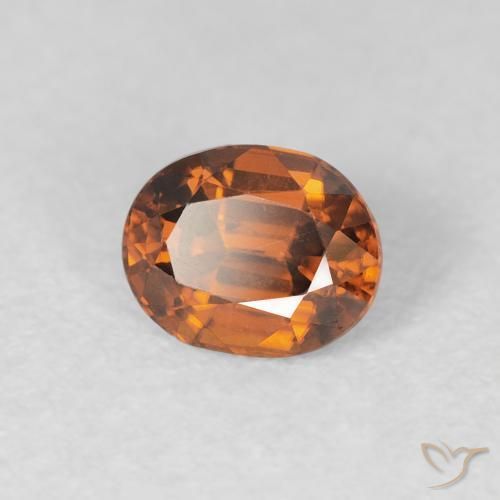 Zircon Orange foncé naturelle ovale, 1.00 ct, VVS