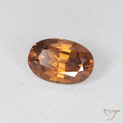 Zircon Orange foncé naturelle ovale, 0.84 ct, VVS-VS