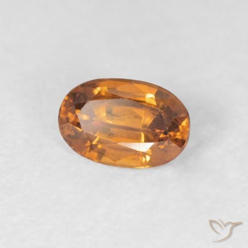 Zircon Orange foncé naturelle ovale, 0.75 ct, VVS