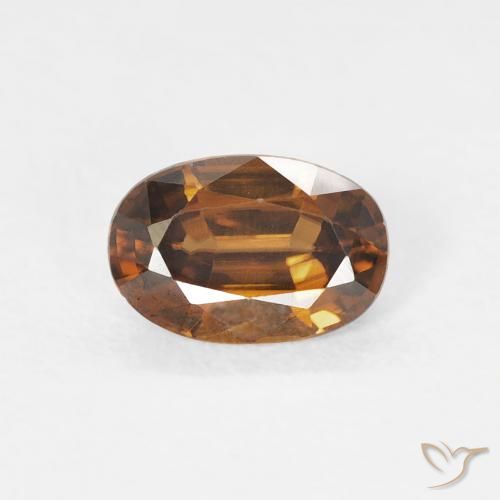0.75ct Naturel Medium Dark-Orange Zircon, ovale, VVS