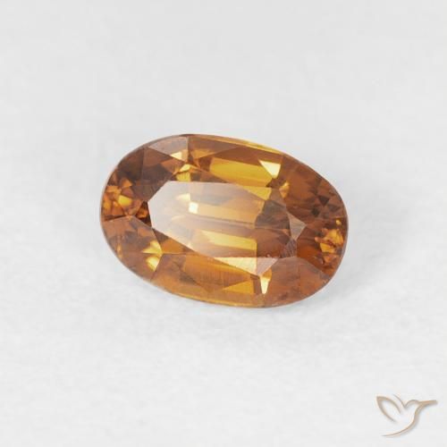 Zircon Orange moyen naturelle ovale, 0.84 ct, VVS