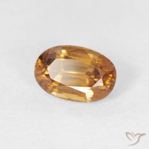 Zircon Orange brun naturelle ovale, 0.83 ct, VVS