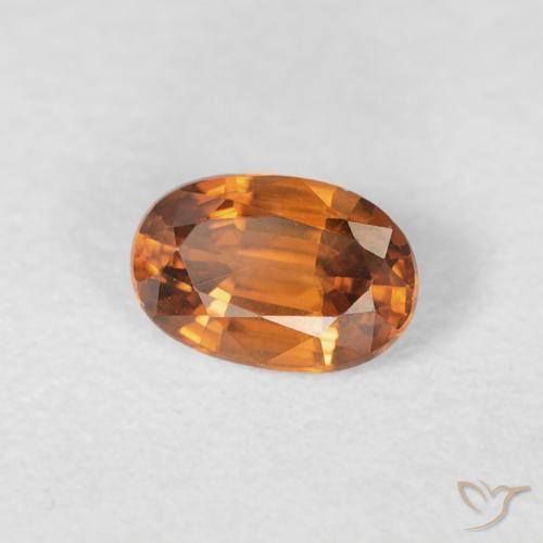 Zircon Medium Dark-Orange naturelle ovale, 0.76 ct, VVS