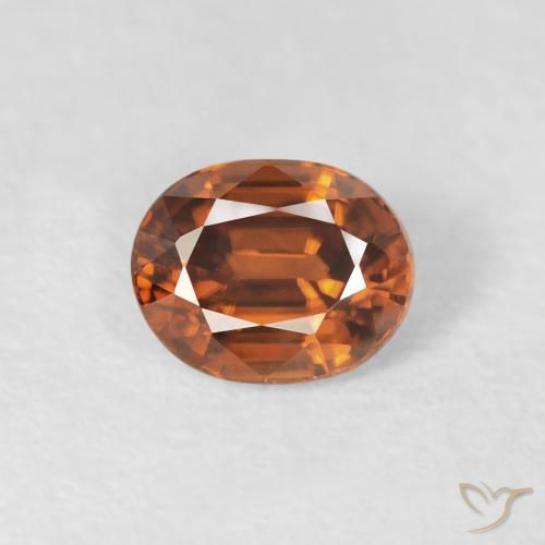 1.00ct Naturel Medium Dark-Orange Zircon, ovale, VVS-VS