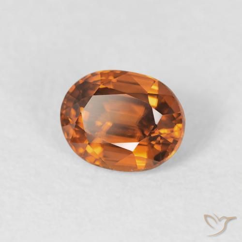 Zircon Medium Dark-Orange naturelle ovale, 1.00 ct, VVS-VS