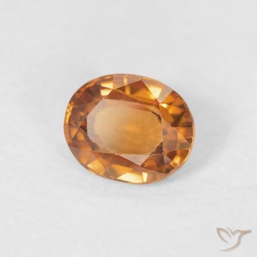 Zircon Orange foncé naturelle ovale, 0.86 ct, VVS-VS