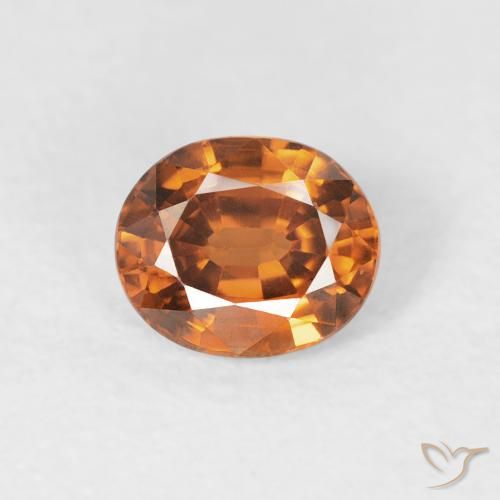 Zircon Orange foncé naturelle ovale, 1.05 ct, VVS-VS