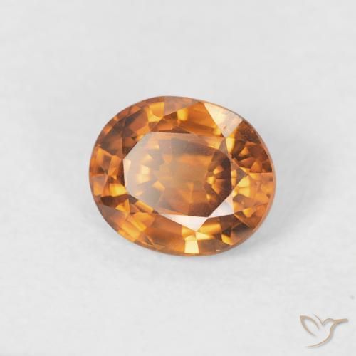 Zircon Orange foncé naturelle ovale, 1.05 ct, VVS-VS
