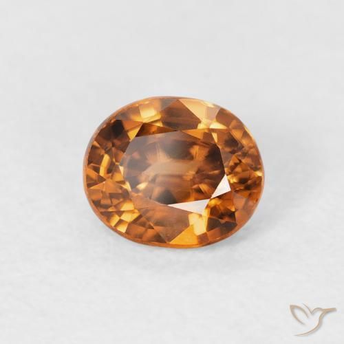 Zircon Orange moyen naturelle ovale, 1.12 ct, VVS-VS