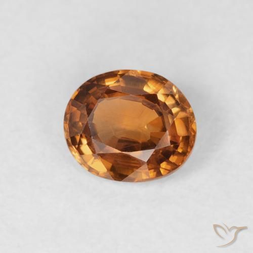 Zircon Orange terre naturelle ovale, 0.92 ct, VVS-VS