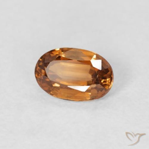 Zircon Orange moyen naturelle ovale, 0.73 ct, VVS