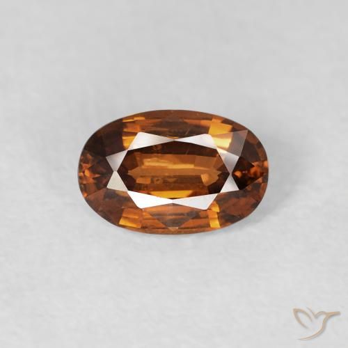 0.73ct Naturel Medium Dark-Orange Zircon, ovale, VVS-VS
