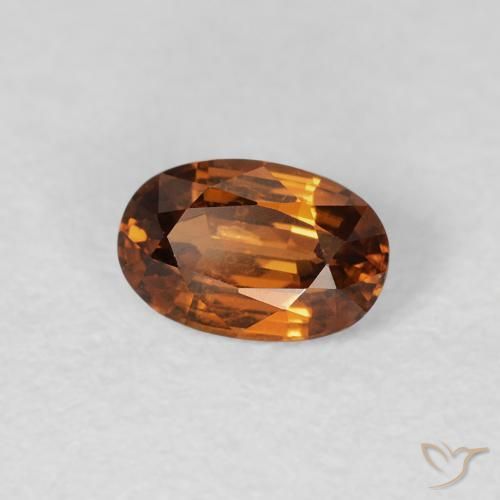 Zircon Medium Dark-Orange naturelle ovale, 0.73 ct, VVS-VS