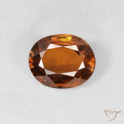 0.98ct Naturel Medium Dark-Orange Zircon, ovale, VVS-VS