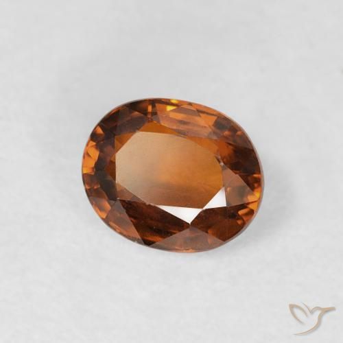 Zircon Medium Dark-Orange naturelle ovale, 0.98 ct, VVS-VS