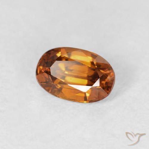 Zircon Orange moyen naturelle ovale, 0.80 ct, VS
