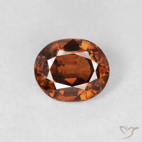 0.99ct Naturel Orange brunâtre foncé Zircon, ovale, VS