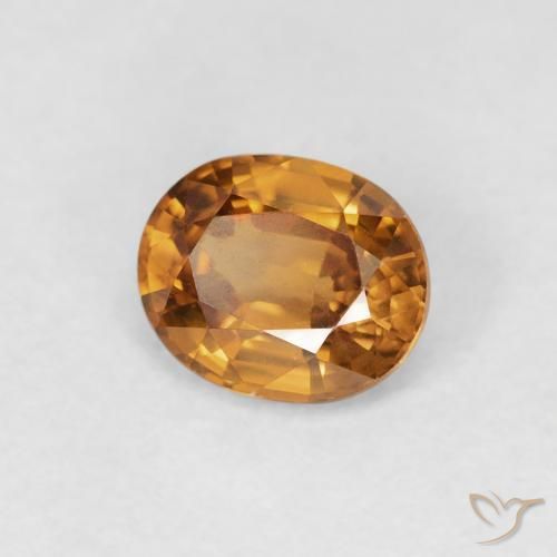 Zircon Orange brun naturelle ovale, 0.94 ct, VVS-VS