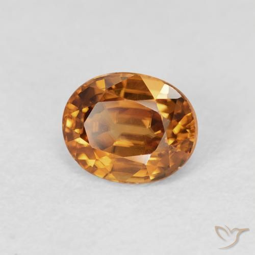 Zircon Orange brun naturelle ovale, 1.09 ct, VVS-VS
