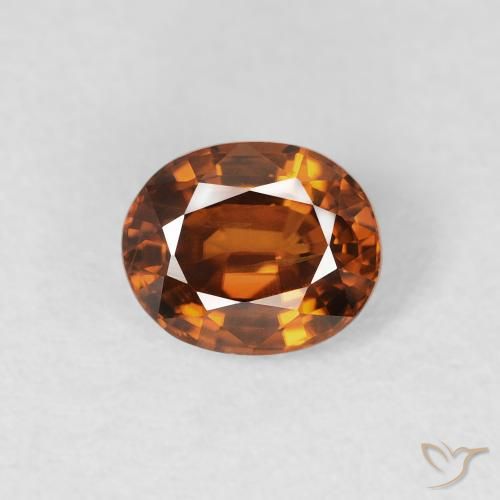 Zircon Medium Dark-Orange naturelle ovale, 1.04 ct, VS