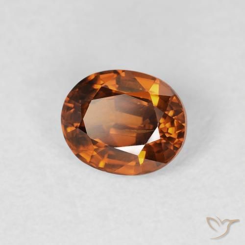 Zircon Medium Dark-Orange naturelle ovale, 1.04 ct, VS