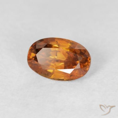 Zircon Medium Dark-Orange naturelle ovale, 0.80 ct, VS