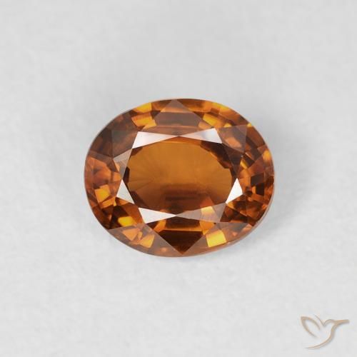 0.88ct Naturel Orange foncé Zircon, ovale, VS, Photo A