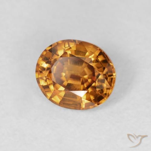 Zircon Orange rouille naturelle ovale, 1.03 ct, VS