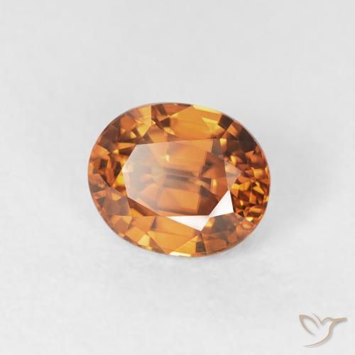 Zircon Orange terre naturelle ovale, 1.08 ct, VVS