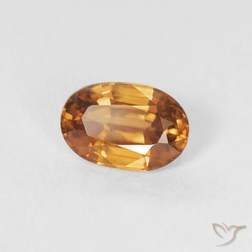 Zircon Orange foncé naturelle ovale, 0.68 ct, VVS