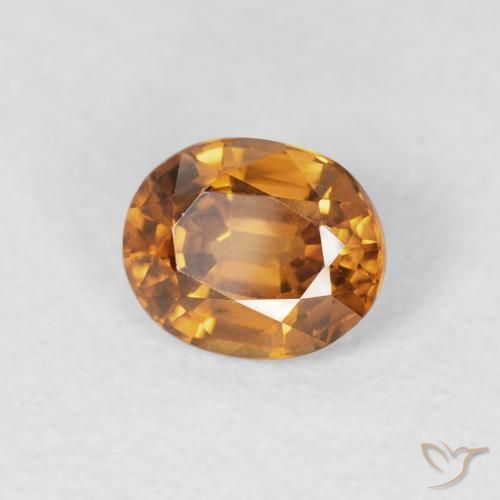 Zircon Orange brun naturelle ovale, 0.96 ct, VVS-VS