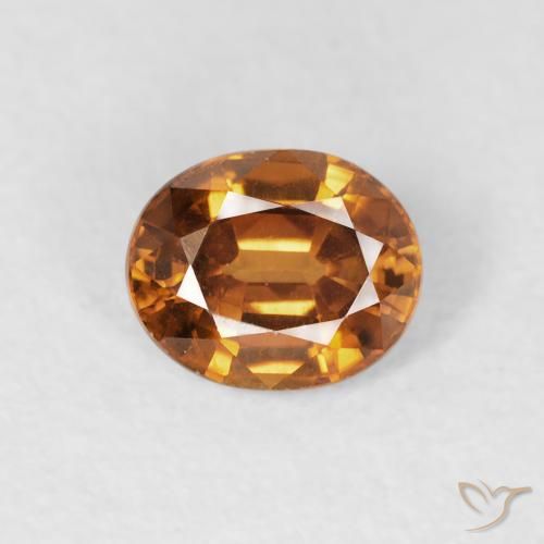 1.00ct Naturel Orange moyen Zircon, ovale, VVS-VS