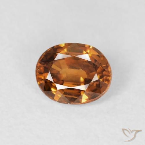 Zircon Orange moyen naturelle ovale, 0.88 ct, VS