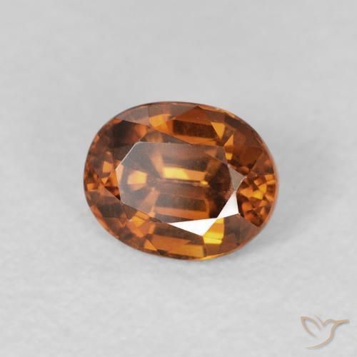 Zircon Orange brunâtre foncé naturelle ovale, 1.12 ct, VVS-VS