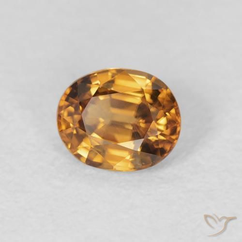 Zircon Orange brun naturelle ovale, 0.97 ct, VVS-VS