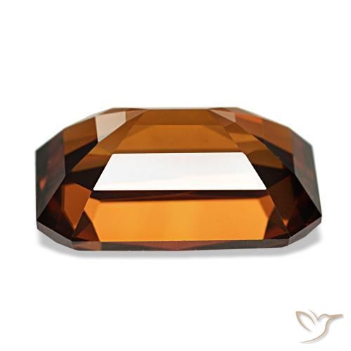 Zircon orange naturelle taille émeraude, 8,23 ct, VVS