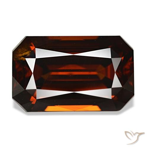 Zircon orange de 7,63 ct, taille émeraude, VVS-VS