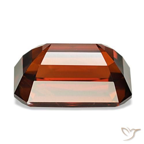 Zircon orange naturelle taille émeraude, 7,63 ct, VVS-VS