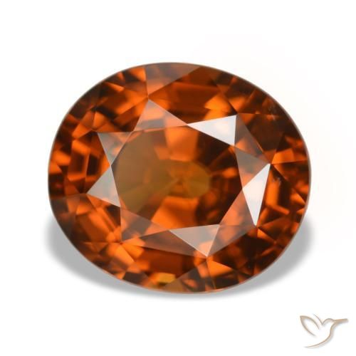 Zircon orange naturelle coupe ovale, 5,09 ct, VVS-VS